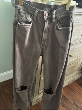 brown high rise vintage straight jeans
